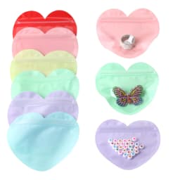 10pcs/50pcs Heart Shaped Sealing Jewelry Pouches Bag Transparent Plastic Durable Zipper Lock Convenient Packaging Bags Wholesale