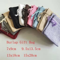 100pcs Vintage Natural Burlap Gift Bag Linen Jute Drawstring Bag Jewelry Packing Pouches Sachet Christmas Party Gift Bags