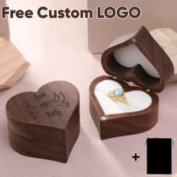 Free Customize Wedding Ring Box With Bag Heart Shape Personalized Custom Wood Ring Box Engagement Ring Boxs Christmas Gifts