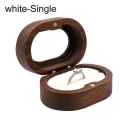 1Pcs Oval Wooden Retro Jewelry Box Lover Ring Display Box Engagement Wedding Couples Ring Storage Holder Love Gift Earrings Case