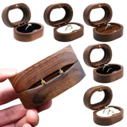 1Pcs Oval Wooden Retro Jewelry Box Lover Ring Display Box Engagement Wedding Couples Ring Storage Holder Love Gift Earrings Case