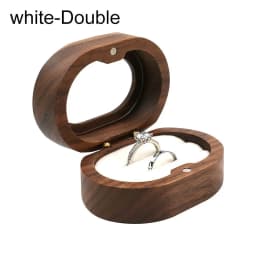 1Pcs Oval Wooden Retro Jewelry Box Lover Ring Display Box Engagement Wedding Couples Ring Storage Holder Love Gift Earrings Case