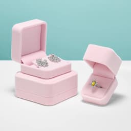 WoodTen Velvet Ring Box Earring Pink Jewelry Box Necklace Bracelet Storage Case Jewelry Organizer Jewelry Gift Box for Wedding