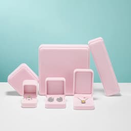 WoodTen Velvet Ring Box Earring Pink Jewelry Box Necklace Bracelet Storage Case Jewelry Organizer Jewelry Gift Box for Wedding