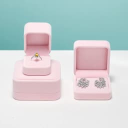 WoodTen Velvet Ring Box Earring Pink Jewelry Box Necklace Bracelet Storage Case Jewelry Organizer Jewelry Gift Box for Wedding