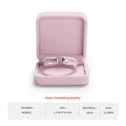 WoodTen Velvet Ring Box Earring Pink Jewelry Box Necklace Bracelet Storage Case Jewelry Organizer Jewelry Gift Box for Wedding