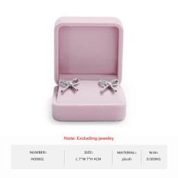 WoodTen Velvet Ring Box Earring Pink Jewelry Box Necklace Bracelet Storage Case Jewelry Organizer Jewelry Gift Box for Wedding