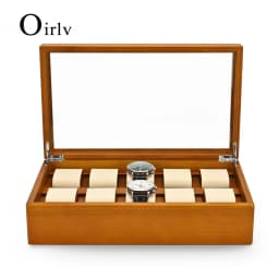 Oirlv Wood Jewelry Organizer Box 6/10 Grids Solid Watch Holder Storage Case Watch Display Box For Wooden Watch Box Watch storage