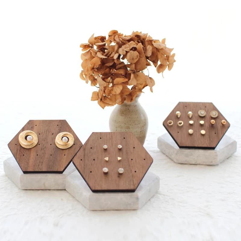 Wooden Jewelry Display Walnut Jewelry Display Stand Earrings Ear Stud Holder Organize Jewelry Packaging Box Card Case