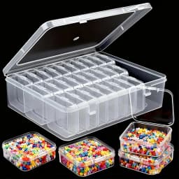 31Pcs (30 Small Boxes + 1 Large Box) Craft Storage Box and Organizer, Clear Plastic Storage Box - Suitable for Beads, Jewelry and
