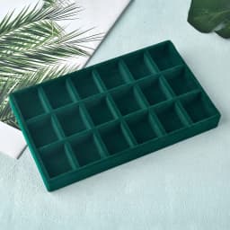 Black/Dark Green Flannel Jewelry Storage Box Household Drawer Earring Necklace Ring Tray Head Rope Ear Clip Display Storage Tray