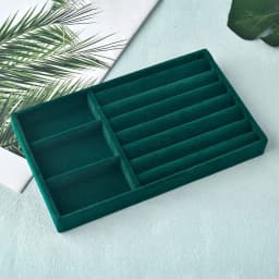 Black/Dark Green Flannel Jewelry Storage Box Household Drawer Earring Necklace Ring Tray Head Rope Ear Clip Display Storage Tray