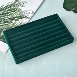 Black/Dark Green Flannel Jewelry Storage Box Household Drawer Earring Necklace Ring Tray Head Rope Ear Clip Display Storage Tray