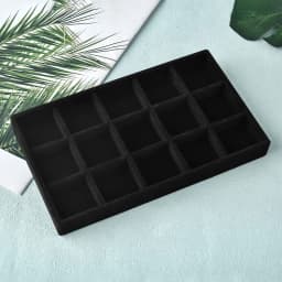 Black/Dark Green Flannel Jewelry Storage Box Household Drawer Earring Necklace Ring Tray Head Rope Ear Clip Display Storage Tray