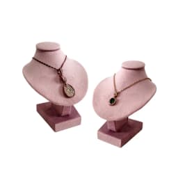 Mini Pink Velvet Jewelry Display Stand 12cm Necklace Pendant Stand Portrait Neck Model Standing Mannequin for Jewelry Showroom