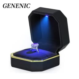 1Pc LED Jewelry Ring Box Luxury Velvet Rubber Necklace Pendant Gift Display Box With Light For Proposal Engagement Wedding Case