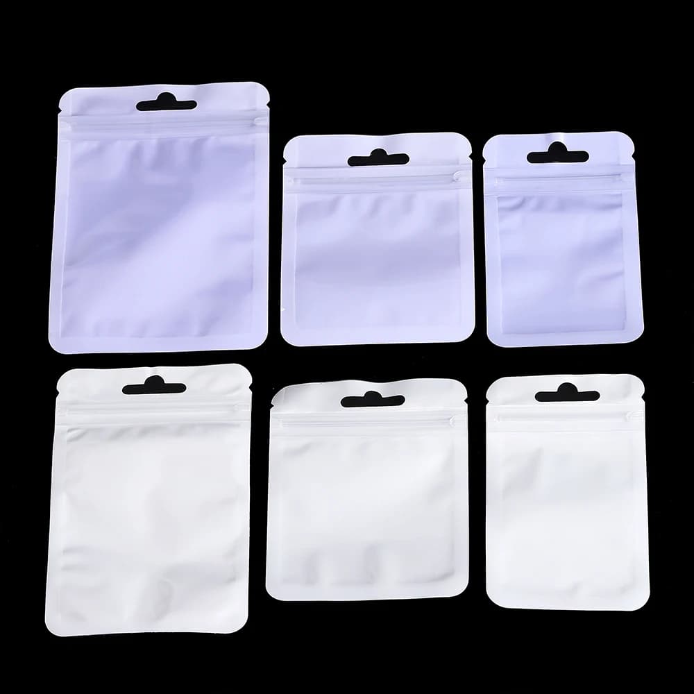 50pcs/lot Reusable Plastic Zip Lock Bags Transparent Purple color Sealing Bag for DIY Jewelry Retail Display Wrap Packaging Bag