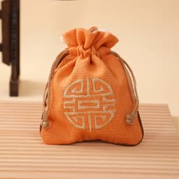 Vintage Linen Drawstring Jewelry Bag Embroidered Chinese Knot Pouch Cotton Linen Storage Bag for Small Items 11.5*14cm 14.5g