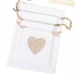 50Pcs/Lot 8x10 10x14 13x18cm Heart Shape Jute Gift Bags Cotton Linen Small Jewelry Pouches Burlap Drawstring Packaging Gift Bags