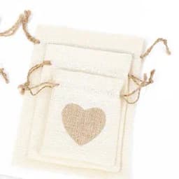 50Pcs/Lot 8x10 10x14 13x18cm Heart Shape Jute Gift Bags Cotton Linen Small Jewelry Pouches Burlap Drawstring Packaging Gift Bags