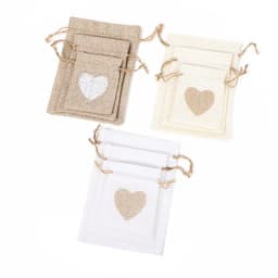 50Pcs/Lot 8x10 10x14 13x18cm Heart Shape Jute Gift Bags Cotton Linen Small Jewelry Pouches Burlap Drawstring Packaging Gift Bags