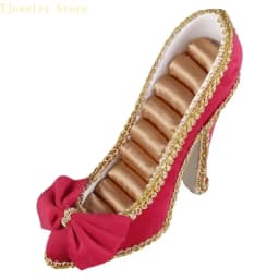 Elegant High Heel Jewelry Organizers Display Stand Fabric Texture for Earrings Necklaces Rings and Accessories
