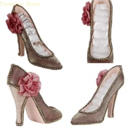 Elegant High Heel Jewelry Organizers Display Stand Fabric Texture for Earrings Necklaces Rings and Accessories