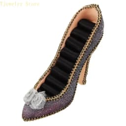 Elegant High Heel Jewelry Organizers Display Stand Fabric Texture for Earrings Necklaces Rings and Accessories