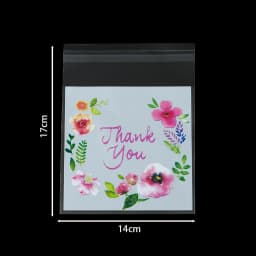 100pcs/lot Colourful Flowers THANK YOU Self-adhesive Bag Plastic Pouches for DIY Jewelry Display Cookies Storage Gifts Bag