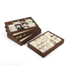Walnut Jewelry Display Tray Retro Jewelry Props Ring Necklace Earring Organizer Tray for Home Garden Decoration