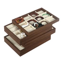 Walnut Jewelry Display Tray Retro Jewelry Props Ring Necklace Earring Organizer Tray for Home Garden Decoration