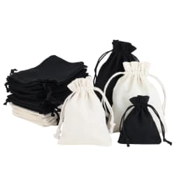 10pcs/lot Black White Cotton Bags Solid Color Canvas Gift Jewelry Storage Pouches Christmas Candy Packaging Drawstring bag
