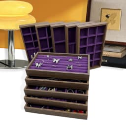 1 Pc, Walnut Wood Pattern Jewelry Box, Jewelry Tray, Suitable for Storing Necklaces, Rings, Earrings, and Ear Studs Color: Violet