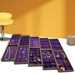 1 Pc, Walnut Wood Pattern Jewelry Box, Jewelry Tray, Suitable for Storing Necklaces, Rings, Earrings, and Ear Studs Color: Violet
