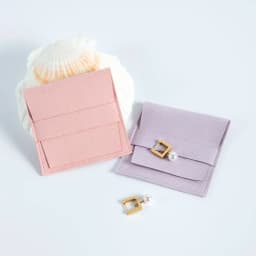 5Pcs Microfiber Jewelty Bag 6.2x6.2cm 8x8cm Suede Velvet Envelope Flap Strip Pouch Ring Earrings Bracelet Pendant Storage Sack