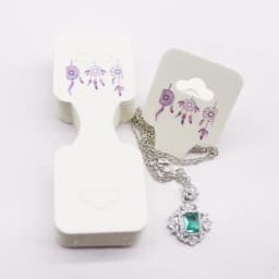 100 pcs 9x3.5cm Latest Printed Jewelry Necklace Bracelet Hang Tag Kraft Paper Folding Necklace Earring Set Packaging Card