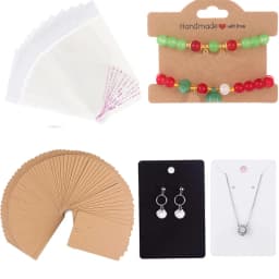 20sets Paper Necklace Cards Holders Earring Display With Self Adhesive Bags Necklace Packing For Diy Findings Jewelry Packaging