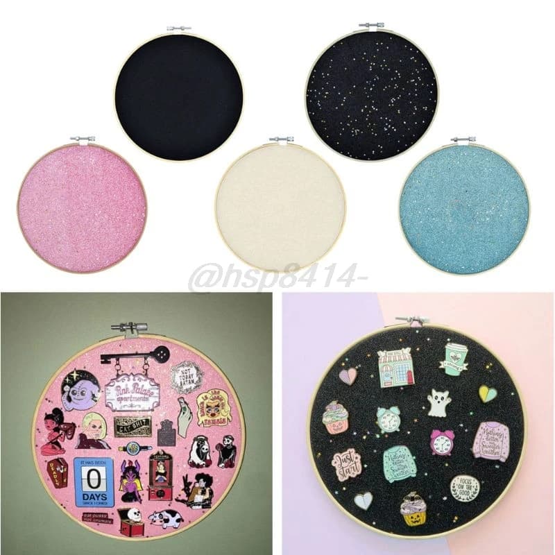 Badge Brooch Display Wall Hanging Pin Display Glitter Board Pin Holder Pin Collection Display Embroidery Hoop