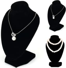 2pcs Short Black Velvet Necklace Small Holder Stand Display Stands Mannequin Bust Jewelry Organizer Displays