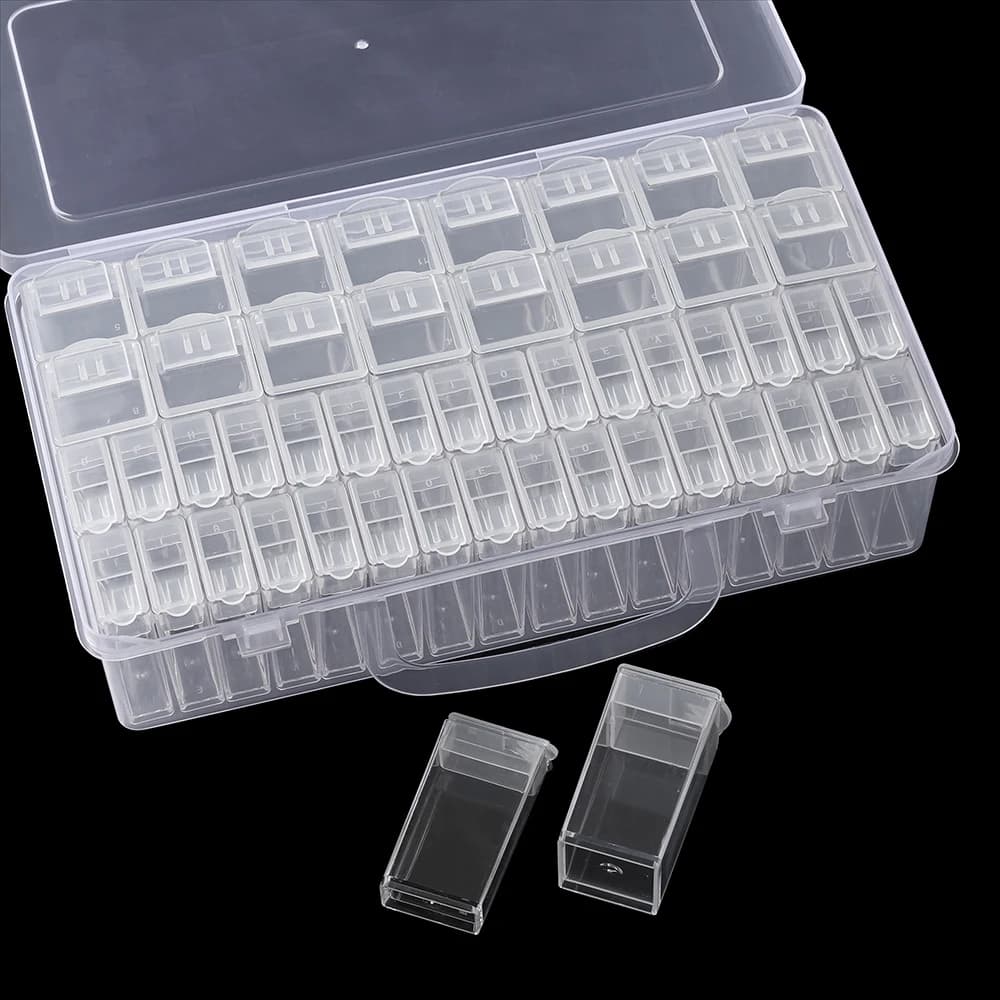 1pc 32/40/42/48/56/64 Slots Plastic Storage Box for DIY Diamond Painting Beads Charms Jewelry Accessories Storage Organizer Box