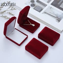 Bride Necklace Pendant Box Wholesale Quality Velvet Wedding Jewelry Gift Case Trinket Display Holder Large Earrings Storage Box