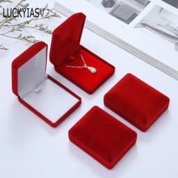 Bride Necklace Pendant Box Wholesale Quality Velvet Wedding Jewelry Gift Case Trinket Display Holder Large Earrings Storage Box