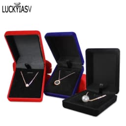 Bride Necklace Pendant Box Wholesale Quality Velvet Wedding Jewelry Gift Case Trinket Display Holder Large Earrings Storage Box
