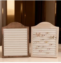 Beige Walnut-Style Vertical Jewelry Display Stand Earrings riing Display Tray Stud Earrings Holder Jewelry showcase Rack