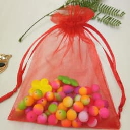 Wholesale 100-1000Pcs/lot Red Organza Packaging Bags Drawstring Jewelry Bag Christmas Goodie Bag Wedding Birthday Party Supplies