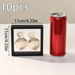 10pcs PE Film Black White Jewelry Storage Box 3D Packaging Case Free Stand Floating Frame Membrane Ring Earring Necklace Display