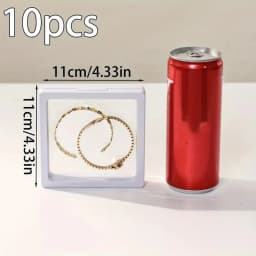 10pcs PE Film Black White Jewelry Storage Box 3D Packaging Case Free Stand Floating Frame Membrane Ring Earring Necklace Display