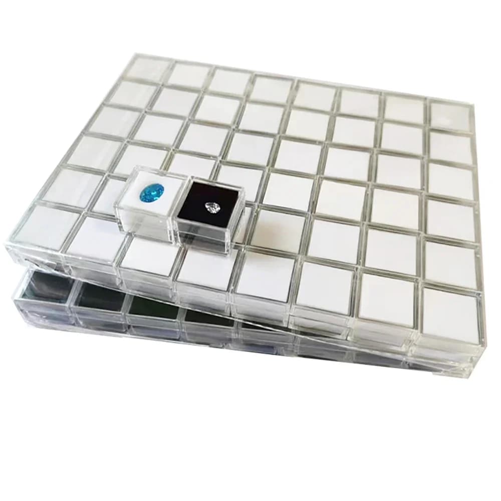 48Pcs Clear Jewelry Storage Box Loose Diamond Gemstone Beads Packaging Organizer for Ring Earrings Pearls Display Case Ziron Box