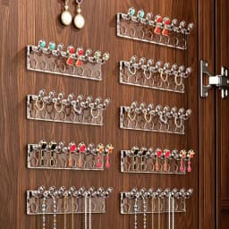 3Pcs Wall Mounted Jewelry Organizer for Bedroom Acrylic Flower Design Earring Necklace Holder