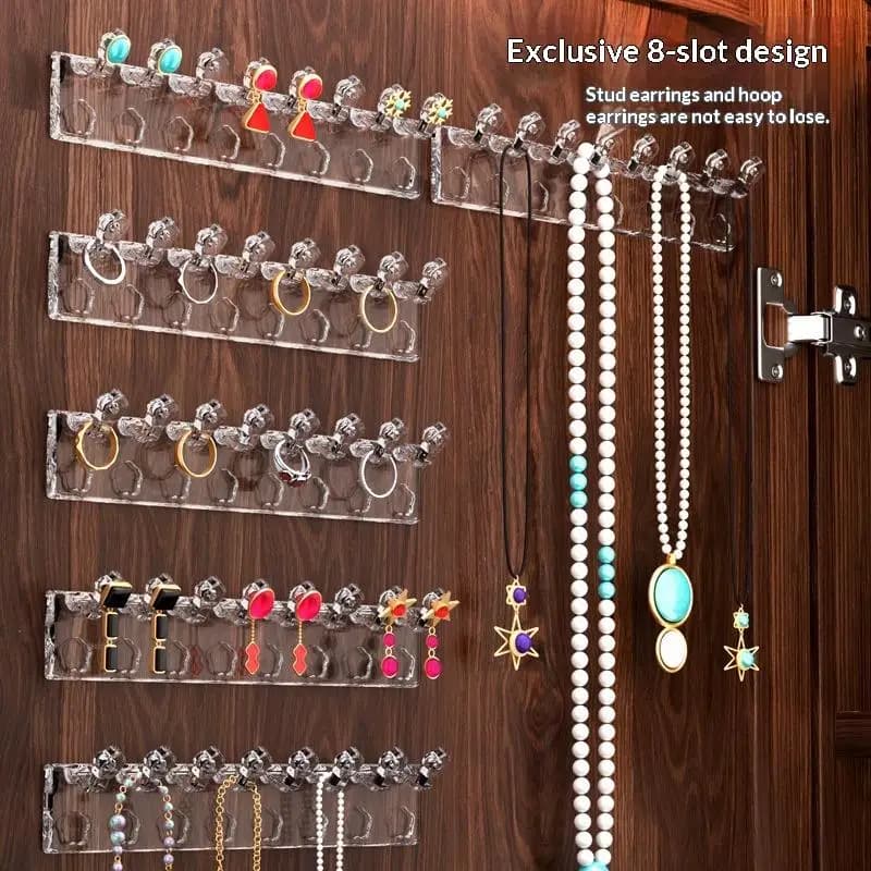 3Pcs Wall Mounted Jewelry Organizer for Bedroom Acrylic Flower Design Earring Necklace Holder